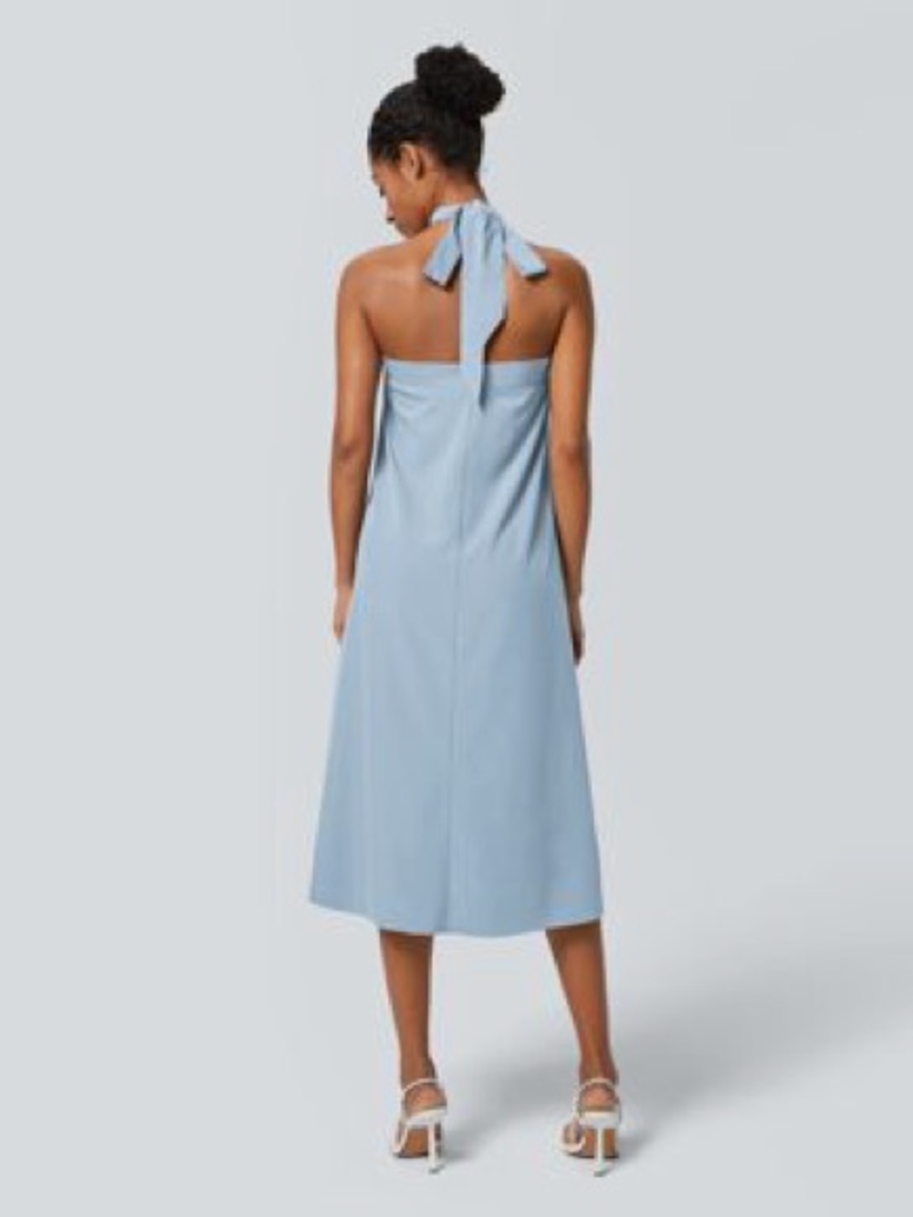 HALARA Light Blue Halter High-Low Midi Dress - Picture 2 of 10